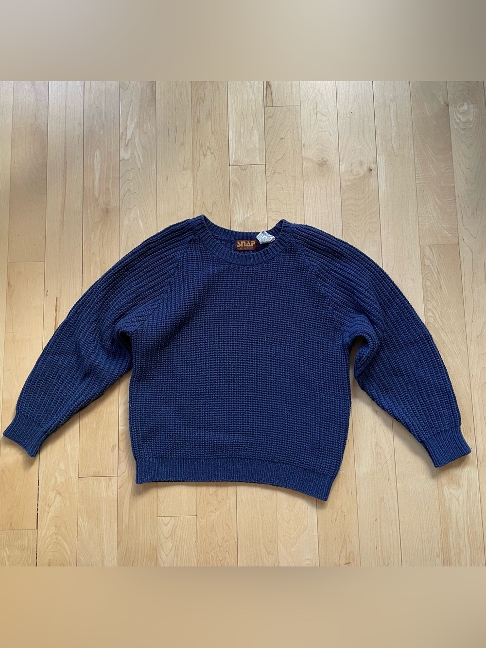 SNAP Navy Blue Waffle-Knit Crewneck Sweater